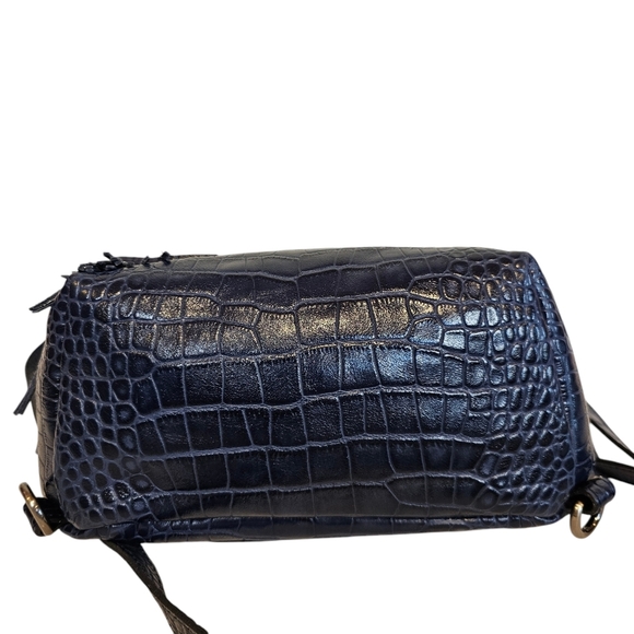 Patricia Nash Navy Croc Leather Luzille Backpack Crossbody Bag Studded Purse - Picture 4 of 9